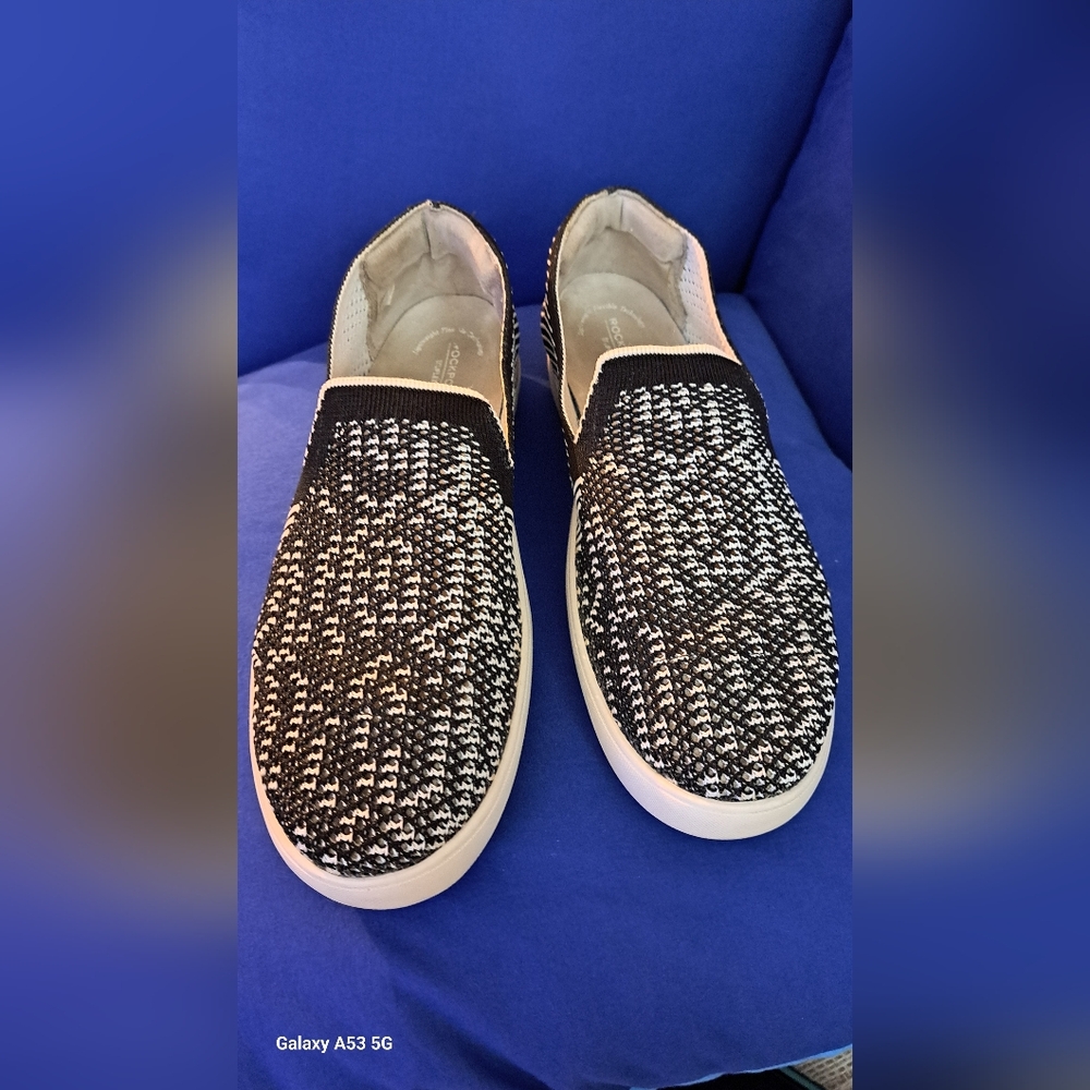 Rockport Black and White Slip-On Shoes
